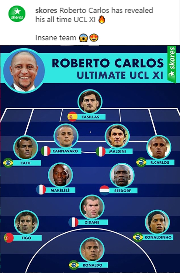 Roberto Carlos wybrał NAJLEPSZĄ XI w historii LM!